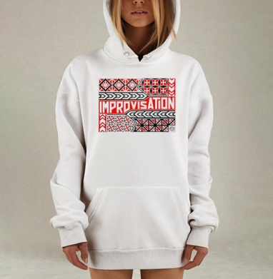 Импровизация красный черный белый энергии творческий процесс, Hoodie Mjhigh Dig, оверсайз, утепленная