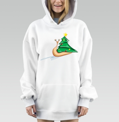 Новогодний улитка с ёлкой – праздничная игрушка, Hoodie Mjhigh Dig, оверсайз, утепленная