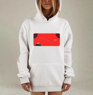 Абстрактное движение с ярко красным фоном и точками, Hoodie Mjhigh Dig, оверсайз, утепленная