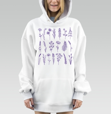 Простые полевые растения фиолетовые на сером фоне тонкая красота, Hoodie Mjhigh Dig, оверсайз, утепленная