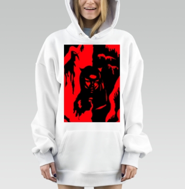 Загадочная женщина в мистической темноте с кровавыми пятнами, Hoodie Mjhigh Dig, оверсайз, утепленная