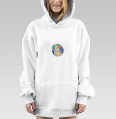 Поиск истины с НЛО и человек в ночном лесу, Hoodie Mjhigh Dig, оверсайз, утепленная