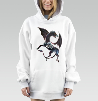 Мифическое крылатое существо в динамике сильное мистическое существо, Hoodie Mjhigh Dig, оверсайз, утепленная