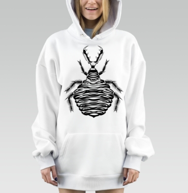 Личинка муравьиного льва черно белая крупная форма, Hoodie Mjhigh Dig, оверсайз, утепленная
