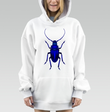 Синий тропический жук усач яркий реализм жука усач, Hoodie Mjhigh Dig, оверсайз, утепленная