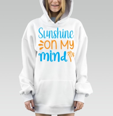 Солнечное настроение с надписью солнце на мыслях черном фоне, Hoodie Mjhigh Dig, оверсайз, утепленная