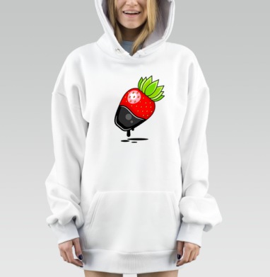 Яркая клубника капля черная краска свежий зеленый, Hoodie Mjhigh Dig, оверсайз, утепленная