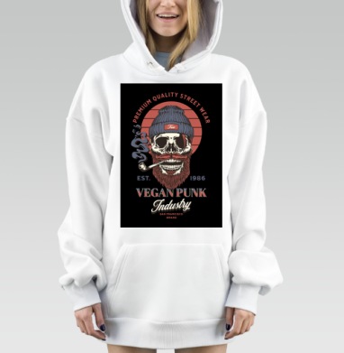 Панк череп веган стиль вязаной шапки, Hoodie Mjhigh Dig, оверсайз, утепленная