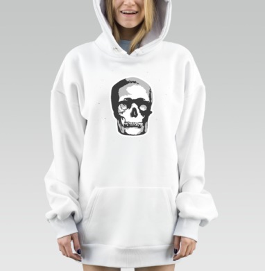 Серый череп минимализм мода современные одежды, Hoodie Mjhigh Dig, оверсайз, утепленная