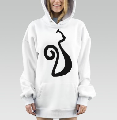 Стильная черная абстрактная фигура кошки для декора, Hoodie Mjhigh Dig, оверсайз, утепленная