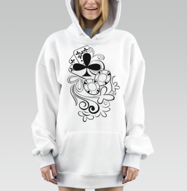 Стильный черный орнамент с картами и завитками, Hoodie Mjhigh Dig, оверсайз, утепленная
