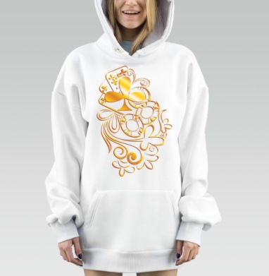 Золотистый набор для азартных игр с картами и фишками, Hoodie Mjhigh Dig, оверсайз, утепленная