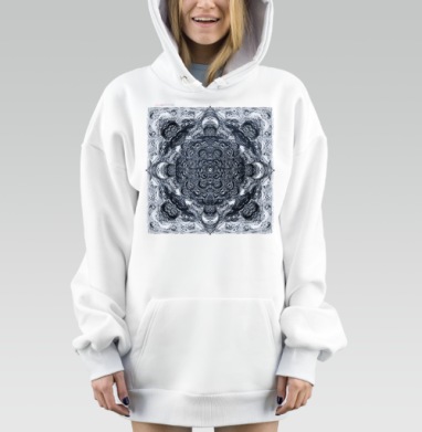 Темно синий абстрактный узор космического мозга, Hoodie Mjhigh Dig, оверсайз, утепленная