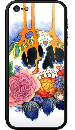 Яркий сахарный череп с цветами – Искусство жизни и памяти - Бампер на iPhone 5, 5S, страница 6