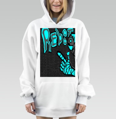 Обновление с голубым жестом и черным фоном, Hoodie Mjhigh Dig, оверсайз, утепленная