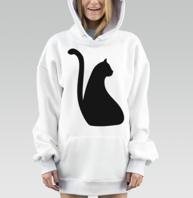 Минималистичный черный силуэт кошки для декора, Hoodie Mjhigh Dig, оверсайз, утепленная
