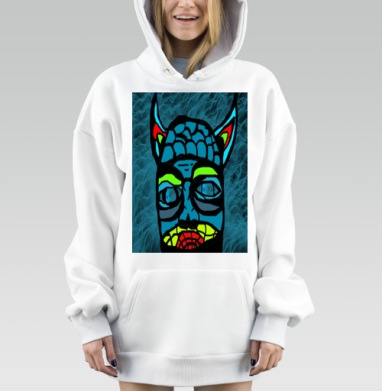 Стилизованная Голова Взгляд Красный Лицо, Hoodie Mjhigh Dig, оверсайз, утепленная