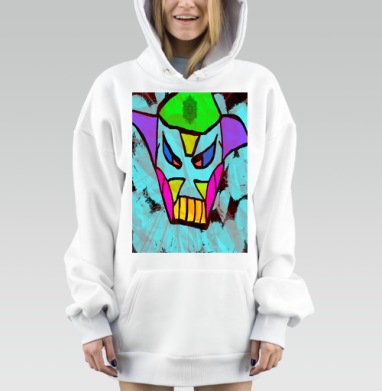 Агрессивная яркая маска в современном стиле, Hoodie Mjhigh Dig, оверсайз, утепленная
