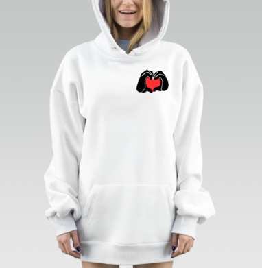 Красное сердце черные руки признание в добрых чувствах, Hoodie Mjhigh Dig, оверсайз, утепленная