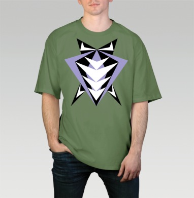 Геометрическая бабочка с черным белым сиреневым цветом, Футболка мужская оверсайз оливковая