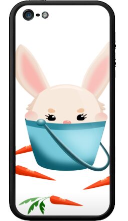 Милый кролик в ведерке — kawaii иллюстрация - Бампер на iPhone 5, 5S, страница 5