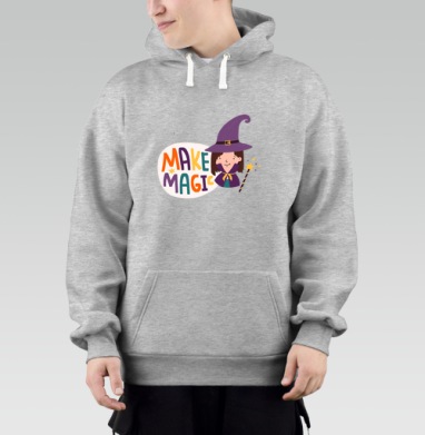 Девочка волшебница с палочкой создай магию make magic, Толстовка Mjhigh–Mel, утепленная