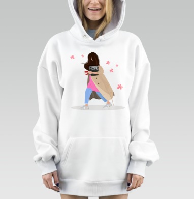 Весенняя девушка с книгой надежды в движении вперед, Hoodie Mjhigh Dig, оверсайз, утепленная