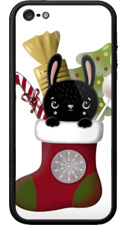 Очаровательный черный кролик в праздничном носке - Бампер на iPhone 5, 5S, страница 5