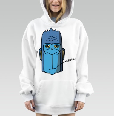 Голубая голова гориллы с травинкой во рту, Hoodie Mjhigh Dig, оверсайз, утепленная