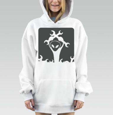 Инопланетянин с инструментами ремонтная тематика ключи, Hoodie Mjhigh Dig, оверсайз, утепленная