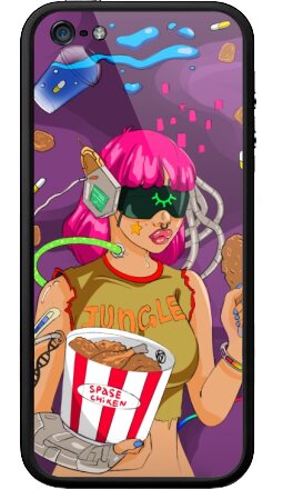 Киберпанк иллюстрация «Jungle Space Chicken» - Бампер на iPhone 5, 5S, страница 4