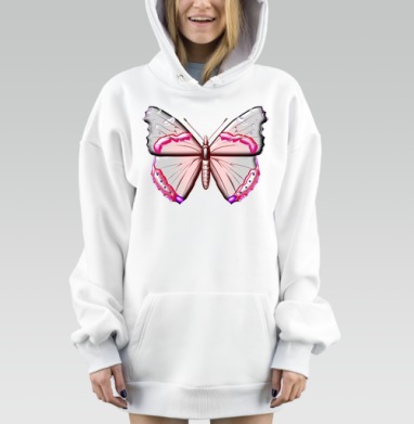 Серо красная рельефная бабочка чистой красоты, Hoodie Mjhigh Dig, оверсайз, утепленная