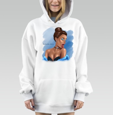 Страстная девушка с языком демонстрация смелость обаяние, Hoodie Mjhigh Dig, оверсайз, утепленная