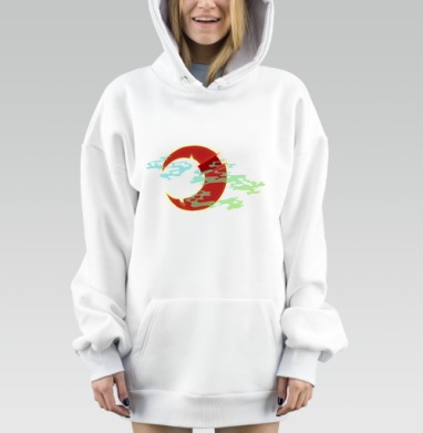 Разрушающийся красный круг с дымом красная ночь, Hoodie Mjhigh Dig, оверсайз, утепленная