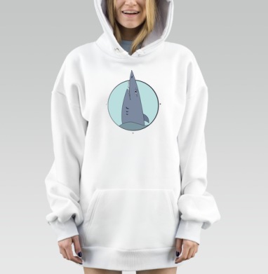 Целеустремленная серая акула плывет к цели, Hoodie Mjhigh Dig, оверсайз, утепленная