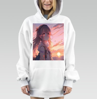 Девушка на закате размышляет о жизни и красоте мира, Hoodie Mjhigh Dig, оверсайз, утепленная