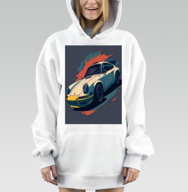 Ретро спортивная машина с динамичным эффектом движения, Hoodie Mjhigh Dig, оверсайз, утепленная