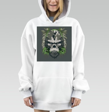 Мистический Горилла Арт с Листьями, Hoodie Mjhigh Dig, оверсайз, утепленная