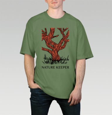 Хранитель природы красное дерево вдохновение Nature Keeper, Футболка мужская оверсайз оливковая