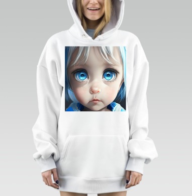 Голубые глаза младенца чистота и невинность, Hoodie Mjhigh Dig, оверсайз, утепленная