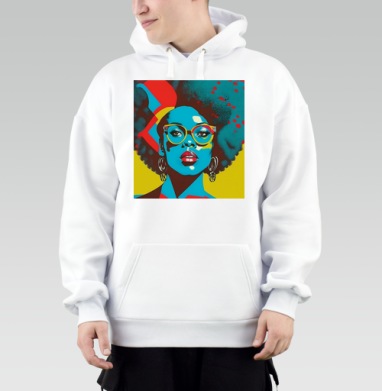Яркая девушка в очках современный образ модный стиль, Толстовка Mjhigh, утепленная
