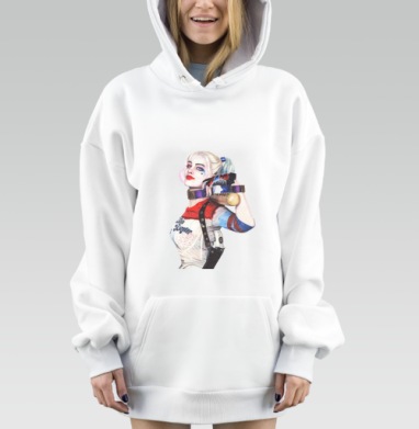 Девушка с битой и пистолетом Вызов и дерзость в ярких цветах, Hoodie Mjhigh Dig, оверсайз, утепленная