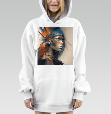 Смелая девочка в индейском венце с акцентом, Hoodie Mjhigh Dig, оверсайз, утепленная
