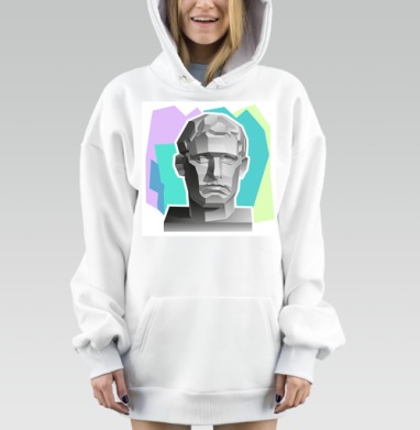 Геометрический бюст римского императора в пастельном фоне, Hoodie Mjhigh Dig, оверсайз, утепленная