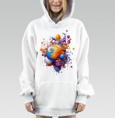 Абстрактные Жидкие Фигуры Взрыв Цвета, Hoodie Mjhigh Dig, оверсайз, утепленная