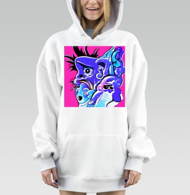 Эмоциональные птицы с яркими цветами и контрастным фоном, Hoodie Mjhigh Dig, оверсайз, утепленная