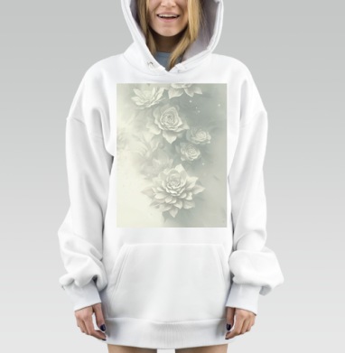 Мягкое цветочное спокойствие нежных природных оттенков, Hoodie Mjhigh Dig, оверсайз, утепленная