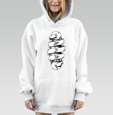 Черно белое настроение Скейтборд Живи на полную, Hoodie Mjhigh Dig, оверсайз, утепленная