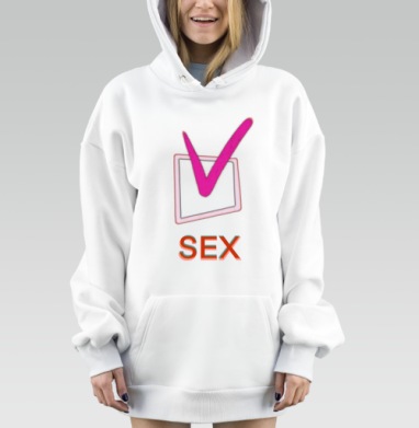 Розовая галочка возле сексуального слова на сером фоне, Hoodie Mjhigh Dig, оверсайз, утепленная