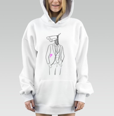 Технологичный человек в костюме как шпион или наблюдатель, Hoodie Mjhigh Dig, оверсайз, утепленная